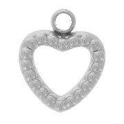 Ciondolo cuore scavato con palline 8x7 mm - Acciaio inossidabile 304L x1