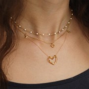 Ciondolo cuore scavato con palline 8x7 mm - Acciaio inossidabile 304L dorato x1