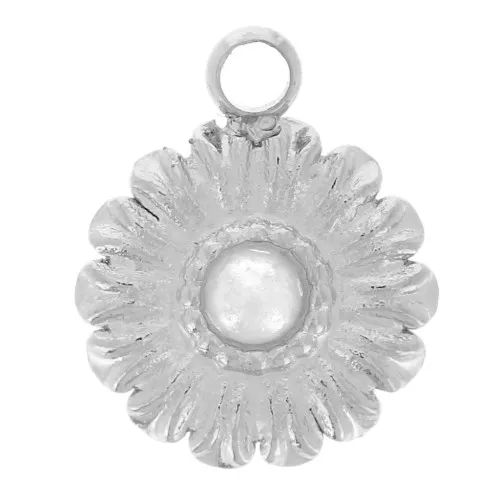Ciondolo a fiore da 7 mm con cabochon in imitazione madreperla - Acciaio inossidabile 304L x1