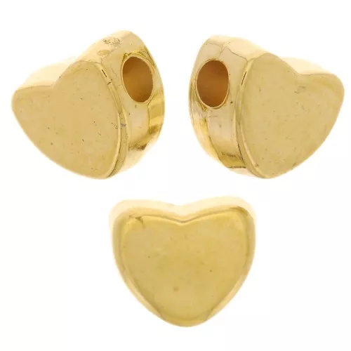 Perline cuore 5,5x6 mm in acrilico metallico CCB - Dorato x20