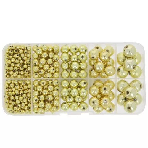 Set di 542 perline tonde in acrilico metallizzato CCB (da 4 a 12 mm) - Dorato x1