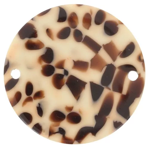 Distanziatore rotondo in acetato da 20 mm - Marrone screziato - Crema x1