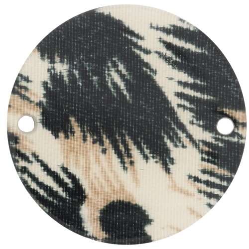 Distanziatore rotondo in acetato da 20 mm - Nero leopardo - Marrone x1