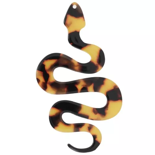Pendente forma di serpente in acetato 67x38 mm - Tartaruga - Marrone - Nero x1
