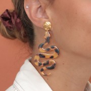 Pendente forma di serpente in acetato 67x38 mm - Tartaruga - Marrone - Nero x1