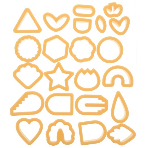 Set di 24 stampi in pasta polimerica - Geometrico - Fiori - Cuori