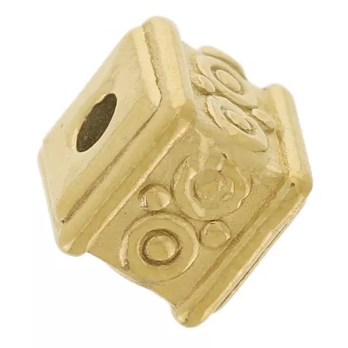 Perla cubo con motivo arabesco 5 mm - Acciaio inossidabile 316L dorato x1