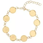 Bracciale per cabochon rotondi a base piatta 10 mm acciaio inox 304L dorato x17cm