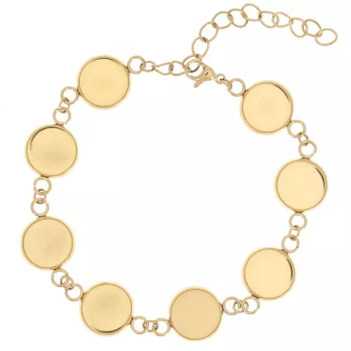 Bracciale per cabochon rotondi a base piatta 10 mm acciaio inox 304L dorato x17cm