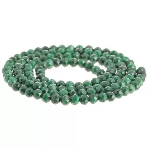 Perline sfaccettate rotonde da 3 mm in pietra semipreziosa - Malachite x39cm