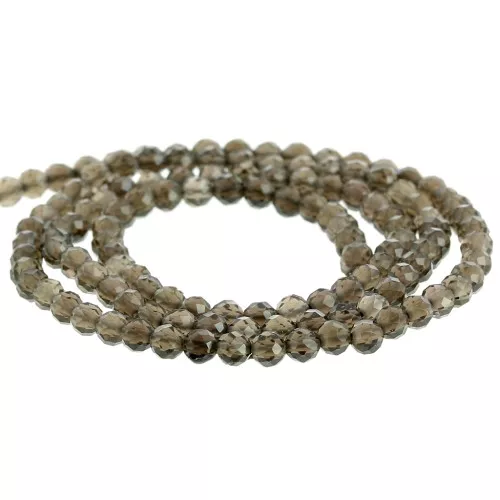 Perline sfaccettate rotonde 3 mm - Quarzo fumé x39cm