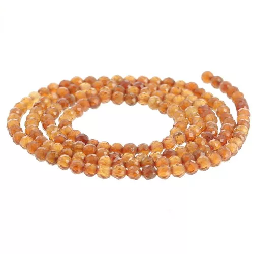 Perline sfaccettate rotonde 2 mm - Granato arancione x39cm
