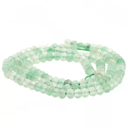 Perline sfaccettate tonde appiattite 4x3 mm - Quarzo Fragola Verde x39cm