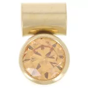 Ciondolo in ossido di zirconio Topazio da 4 mm con gancio a tubo - gold filled
