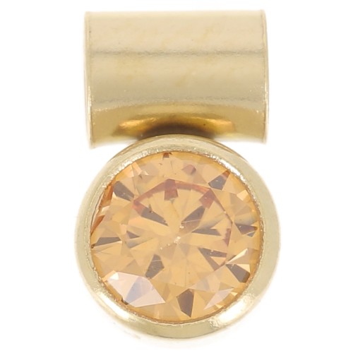 Ciondolo in ossido di zirconio Topazio da 4 mm con gancio a tubo - gold filled