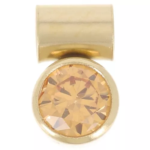 Ciondolo in ossido di zirconio Topazio da 4 mm con gancio a tubo - gold filled