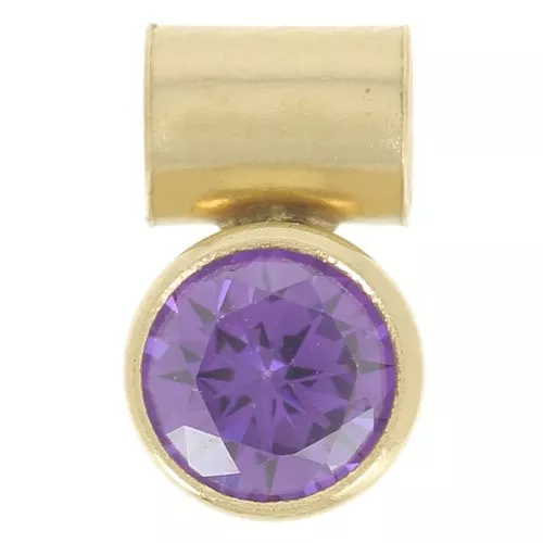 Ciondolo in ossido di zirconi Ametista 4 mm con gancio - gold filled