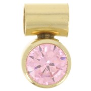 Ciondolo in ossido di zirconi Light Rose 4 mm con gancio - gold filled