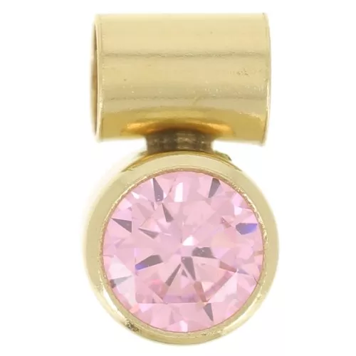 Ciondolo in ossido di zirconi Light Rose 4 mm con gancio - gold filled
