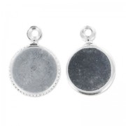 Castone pendente per cabochon retro piatto mm. 8 argentato HQ x1|raw }}