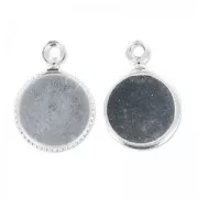 Castone pendente per cabochon retro piatto mm. 8 argentato HQ x1