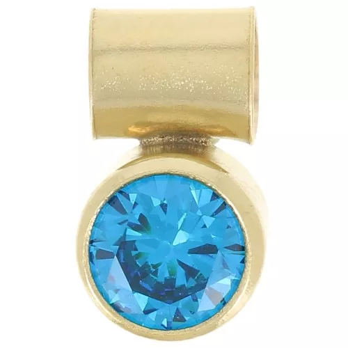 Ciondolo in ossido di zirconi Aqua blu 4 mm con gancio - gold filled