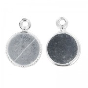 Castone pendente per cabochon retro piatto mm. 6 argentato HQ x1