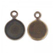 Castone pendente per cabochon retro piatto mm. 6 bronze x1|raw }}