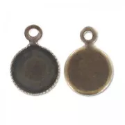 Castone pendente per cabochon retro piatto mm. 6 bronze x1