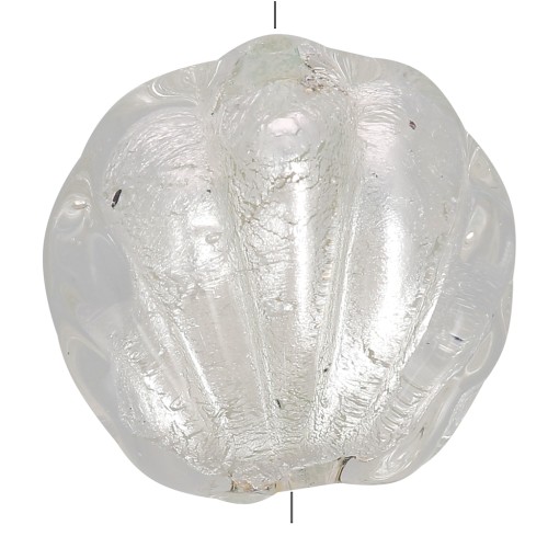 Perla di conchiglia di Murano - 15 mm - cristallo e foglia d'argento x1