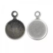 Castone pendente per cabochon retro piatto mm. 6 argentato antico x1