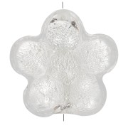 Perla fiore di Murano - 15 mm - cristallo e foglia d'argento x1