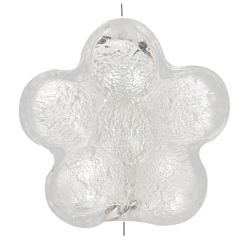 Perla fiore di Murano - 15 mm - cristallo e foglia d'argento x1