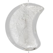 Perla di Murano luna- 17x13,5 mm - cristallo e foglia d'argento x1