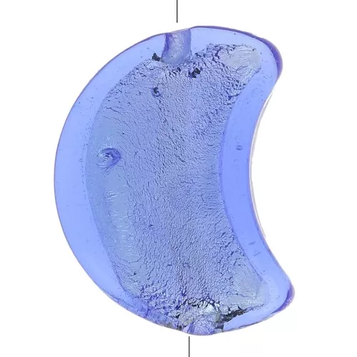Perla di Murano luna - 17x13,5 mm - Zaffiro e foglia d'argento x1