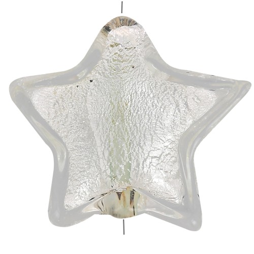 Perla Stella di Murano 16 mm - Cristallo e foglia d'argento x1