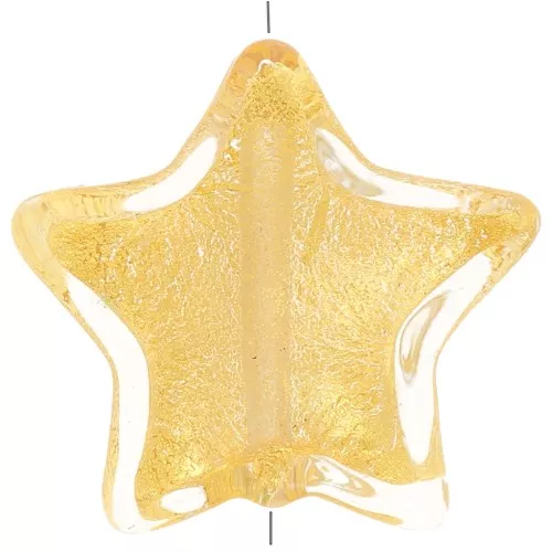 Perla stella di Murano 16 mm - Cristallo e foglia d'oro x1