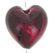 Perla a cuore di Murano - 10 mm - Rubino e foglia d'argento x1|raw }}