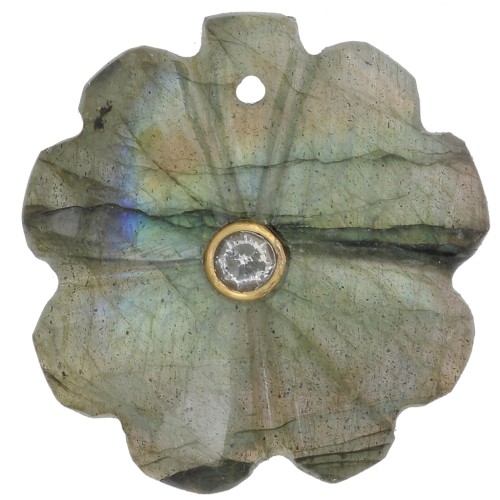 Pendente trifoglio 21 mm - Labradorite - Cristallo