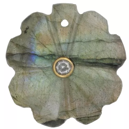 Pendente trifoglio 21 mm - Labradorite - Cristallo