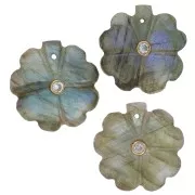 Pendente trifoglio 21 mm - Labradorite - Cristallo