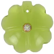 Pendente a forma di trifoglio da 21 mm con incastonatura in Dorato con oro fino - Cristallo Hydro Peridot