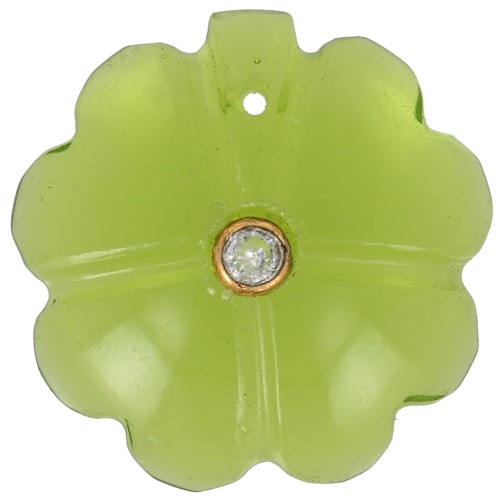 Pendente a forma di trifoglio da 21 mm con incastonatura in Dorato con oro fino - Cristallo Hydro Peridot
