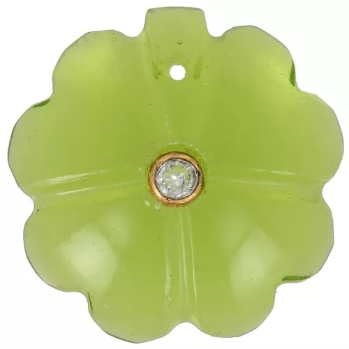 Pendente a forma di trifoglio da 21 mm con incastonatura in Dorato con oro fino - Cristallo Hydro Peridot