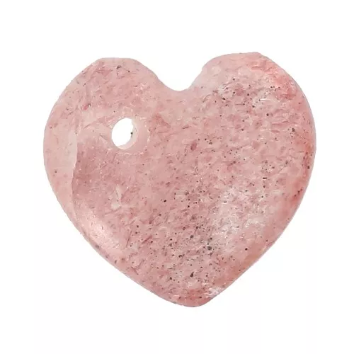 Zecchini cuore pietra semi preziosa 10 mm - Quarzo fragola x1