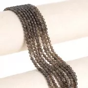 Perline sfaccettate rotonde da 4 mm in pietra semipreziosa - Quarzo fumé x39cm