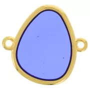 Distanziatore a 2 anelli in resina epossidica effetto vetro 19x20mm dorato-blu x1