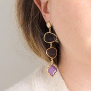 Distanziatore a 2 anelli in resina epossidica effetto vetro colorato 19x20 mm Oro - Grigio x1