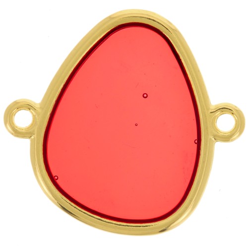 Distanziatore 2 anelli in resina epossidica effetto vetro 19x20mm dorato rosso x1