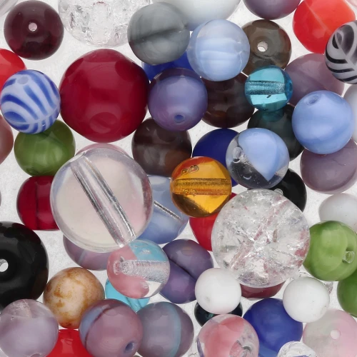 Assortimento di perline rotonde di Boemia - Multicolore x50g